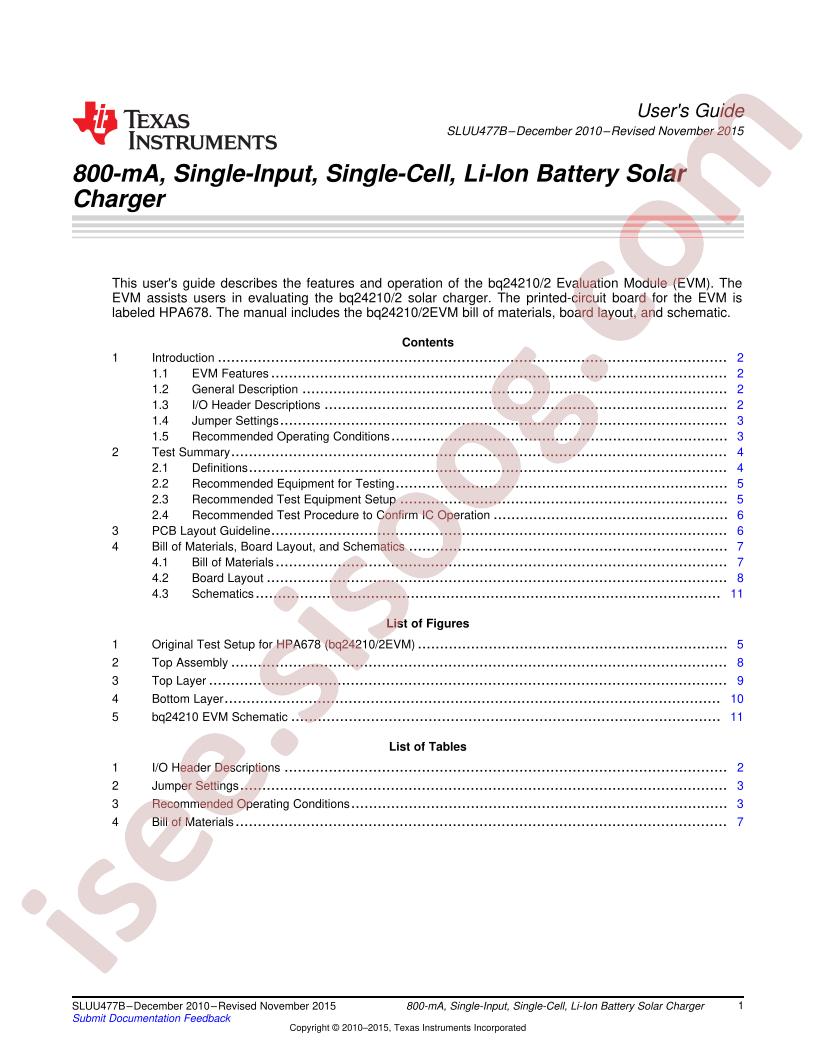 BQ24210/2 EVM Guide