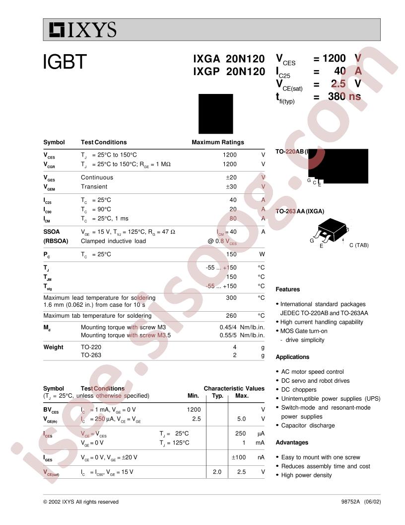 IXG(A,P)20N120