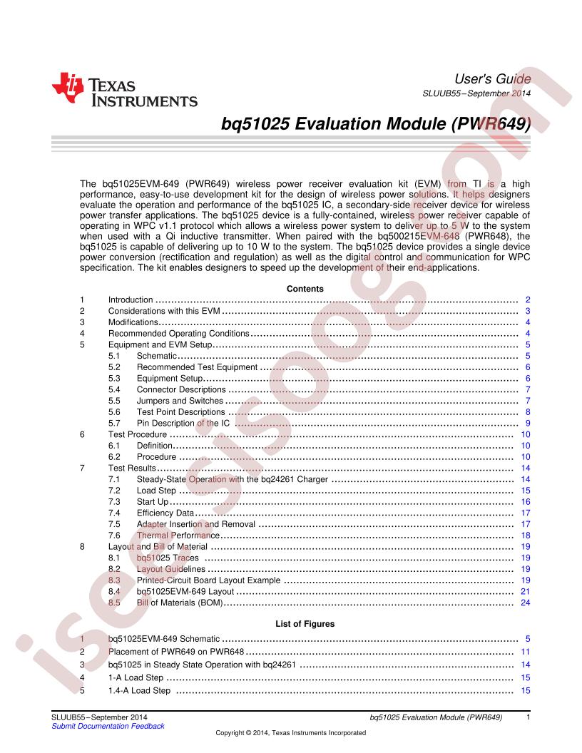 BQ51025EVM-649 User Guide