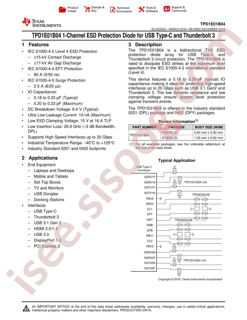 TPD1E01B04 Datasheet