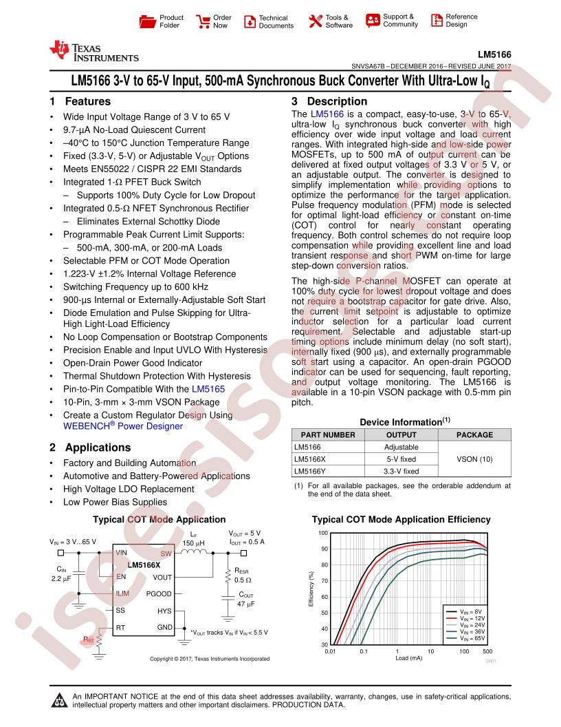 LM5166 Datasheet