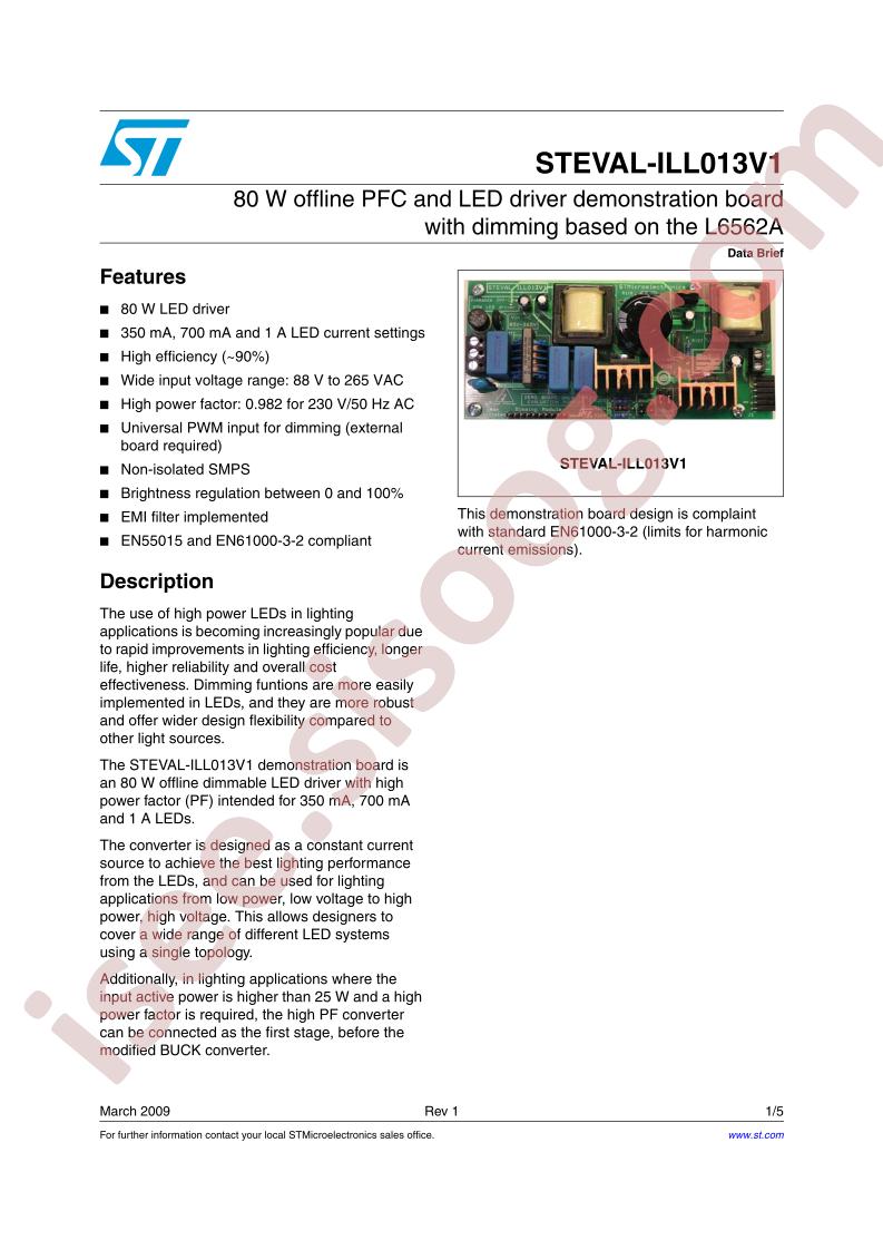 STEVAL-ILL013V1 Data Brief
