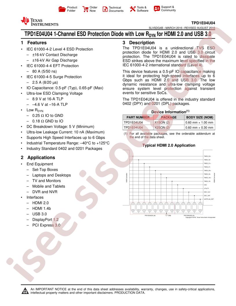 TPD1E04U04 Datasheet