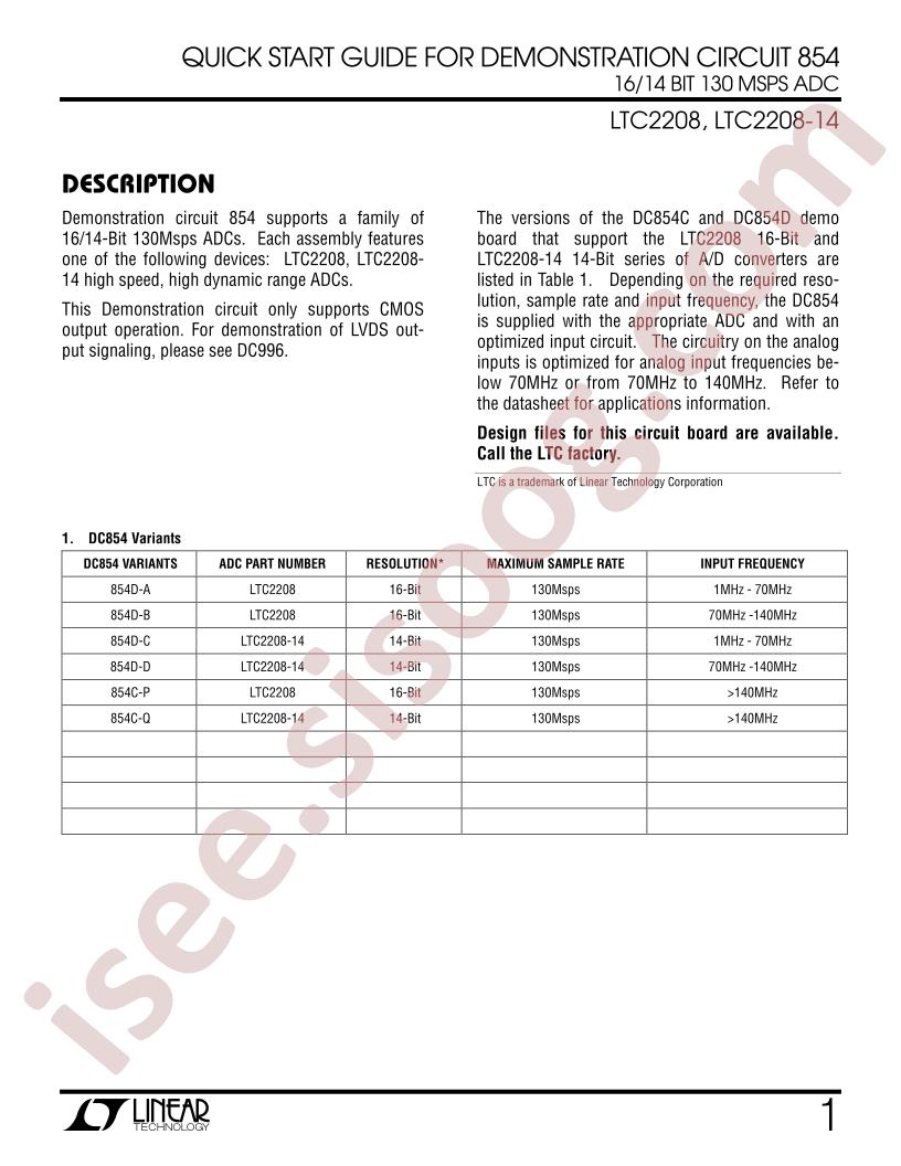 DC854C Quick Start Guide