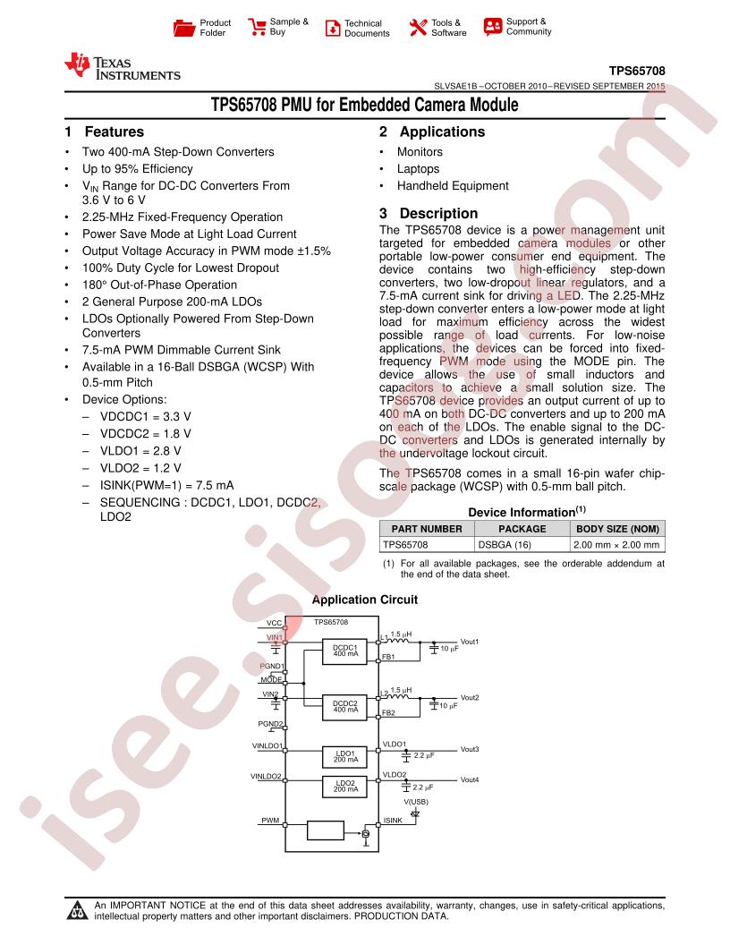 TPS65708 Datasheet