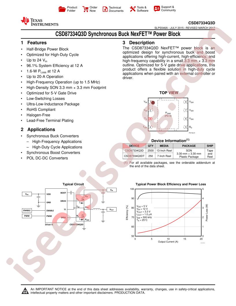 CSD87334Q3D Datasheet