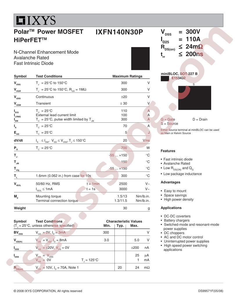 IXFN140N30P