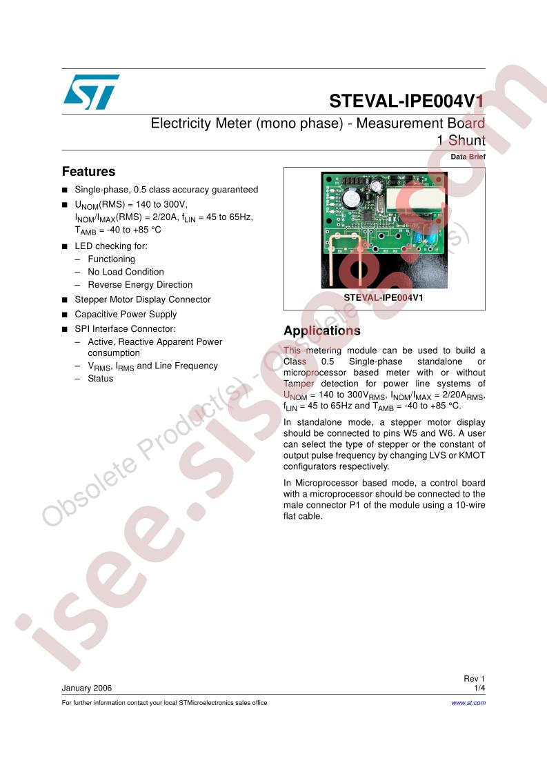 STEVAL-IPE004V1 Data Brief