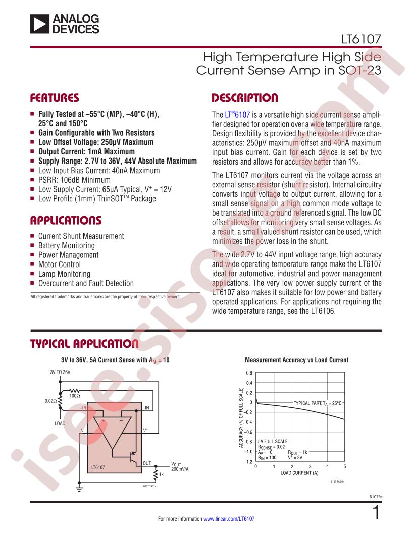 LT6107 Datasheet