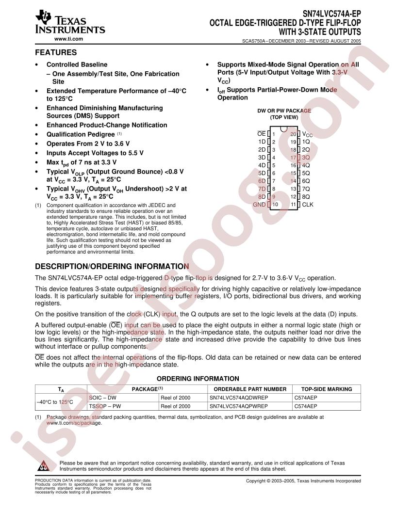 SN74LVC574A-EP