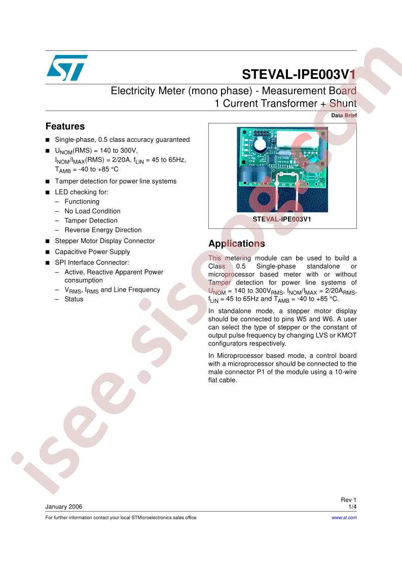 STEVAL-IPE003V1 Data Brief