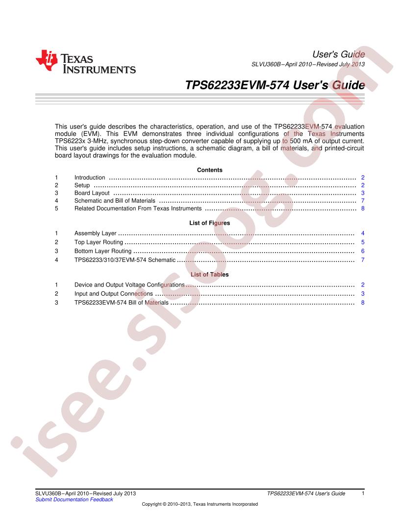 TPS62233EVM-574 User Guide