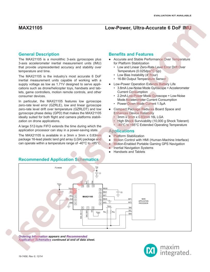 MAX21105 Datasheet