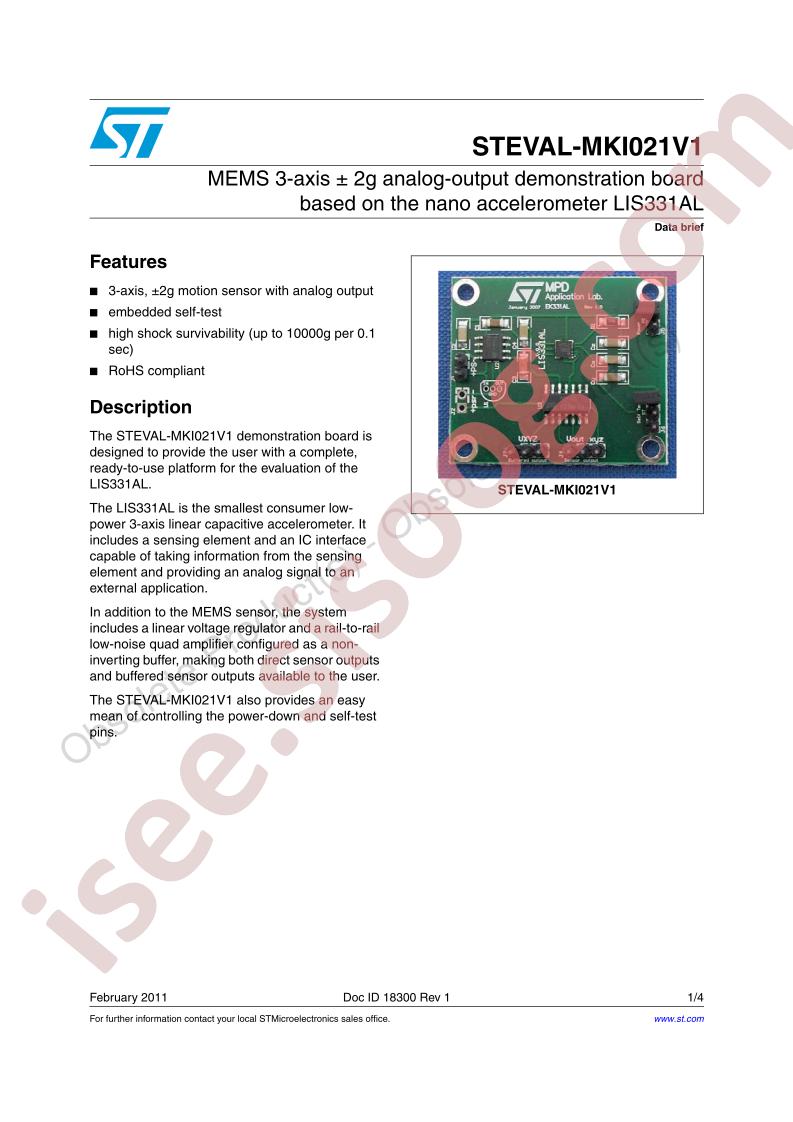 STEVAL-MKI021V1 Data Brief