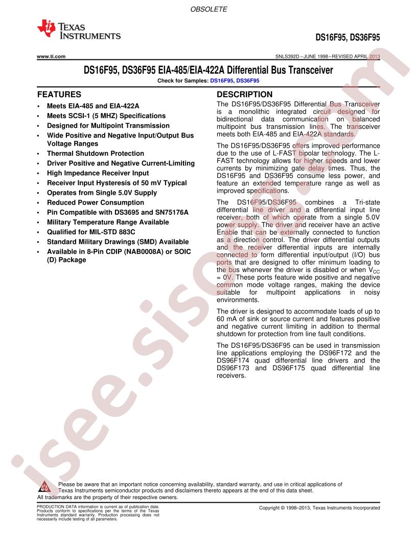 DS16F95, DS36F95 Datasheet