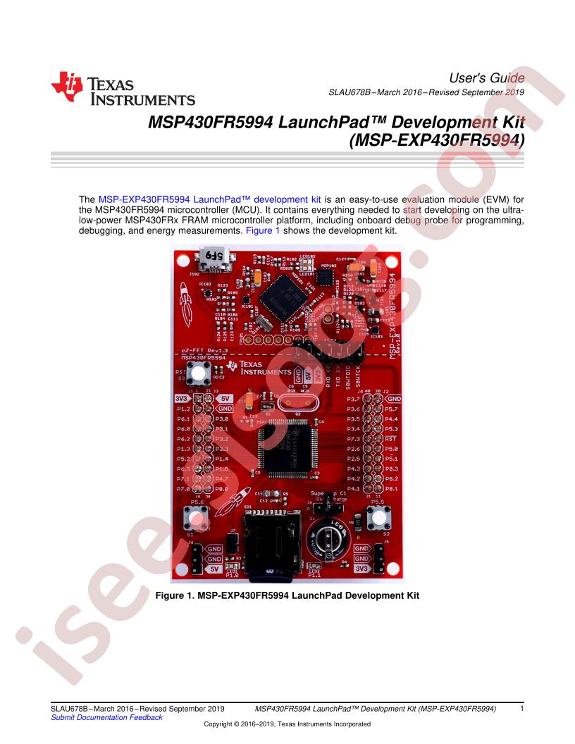 MSP430FR5994 LaunchPad User Guide