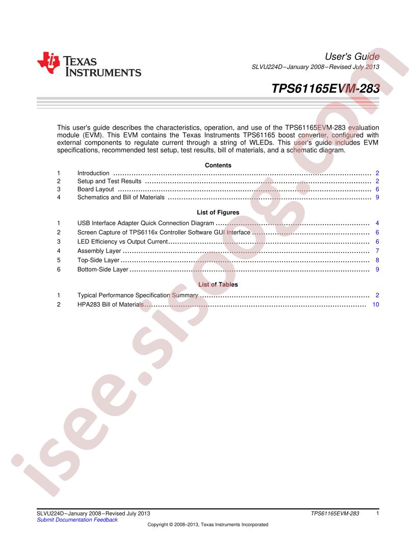 TPS61165EVM-283 Guide