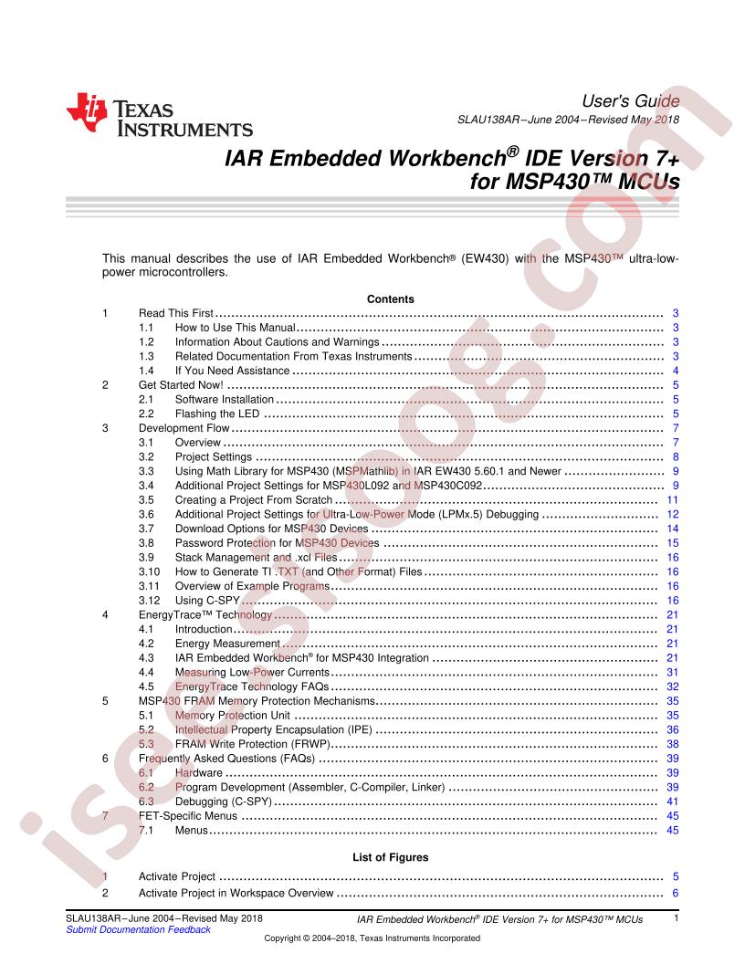 MSP430 IAR Embedded Workbench User Guide