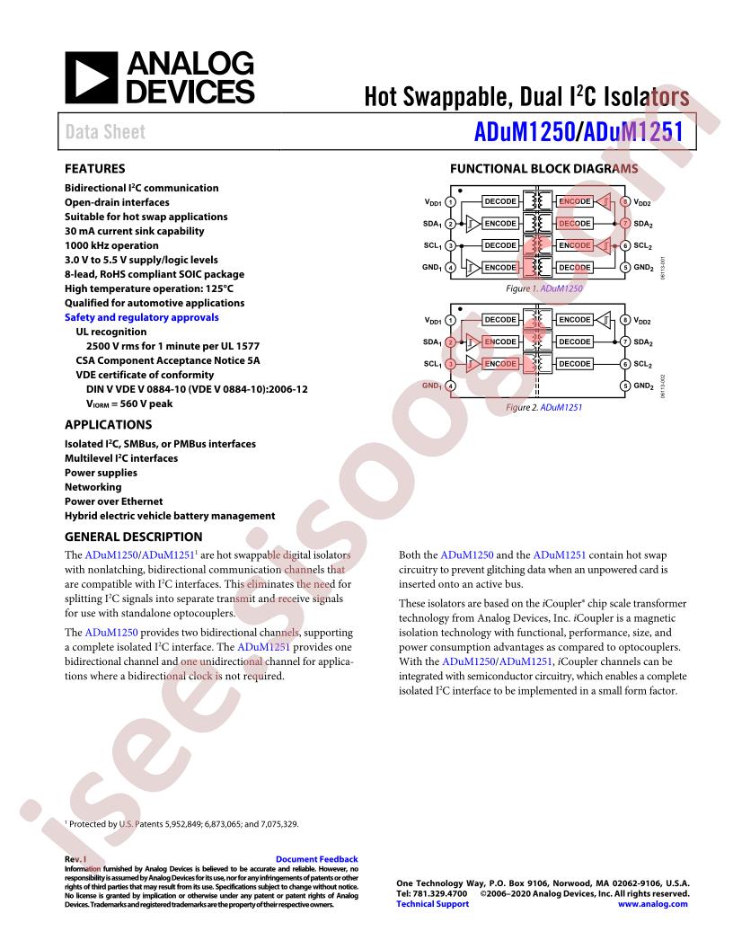 ADUM1250,51 Datasheet