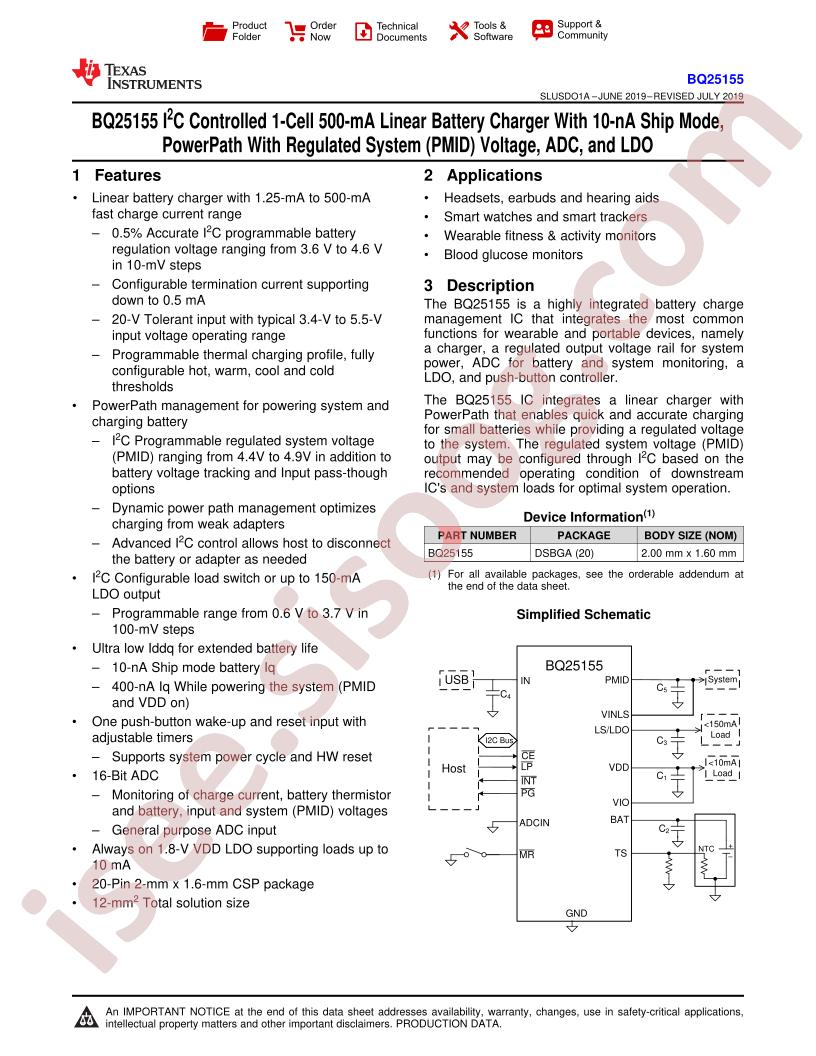 BQ25155 Datasheet