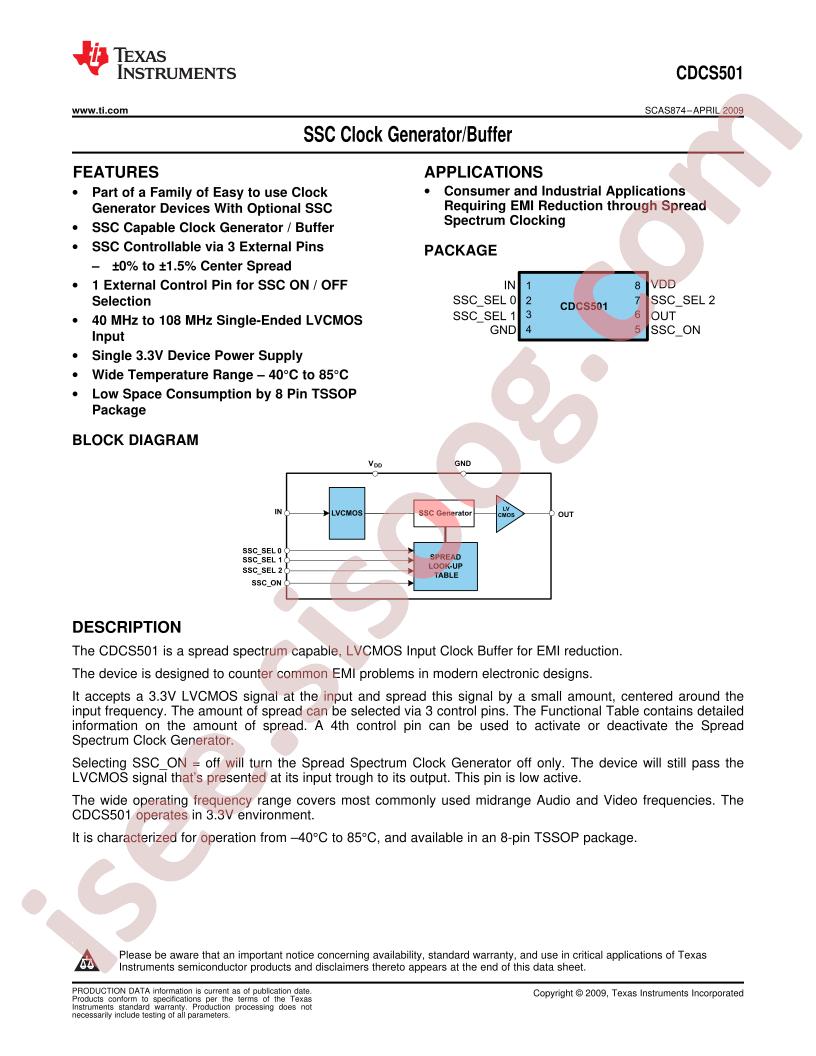 CDCS501 Datasheet