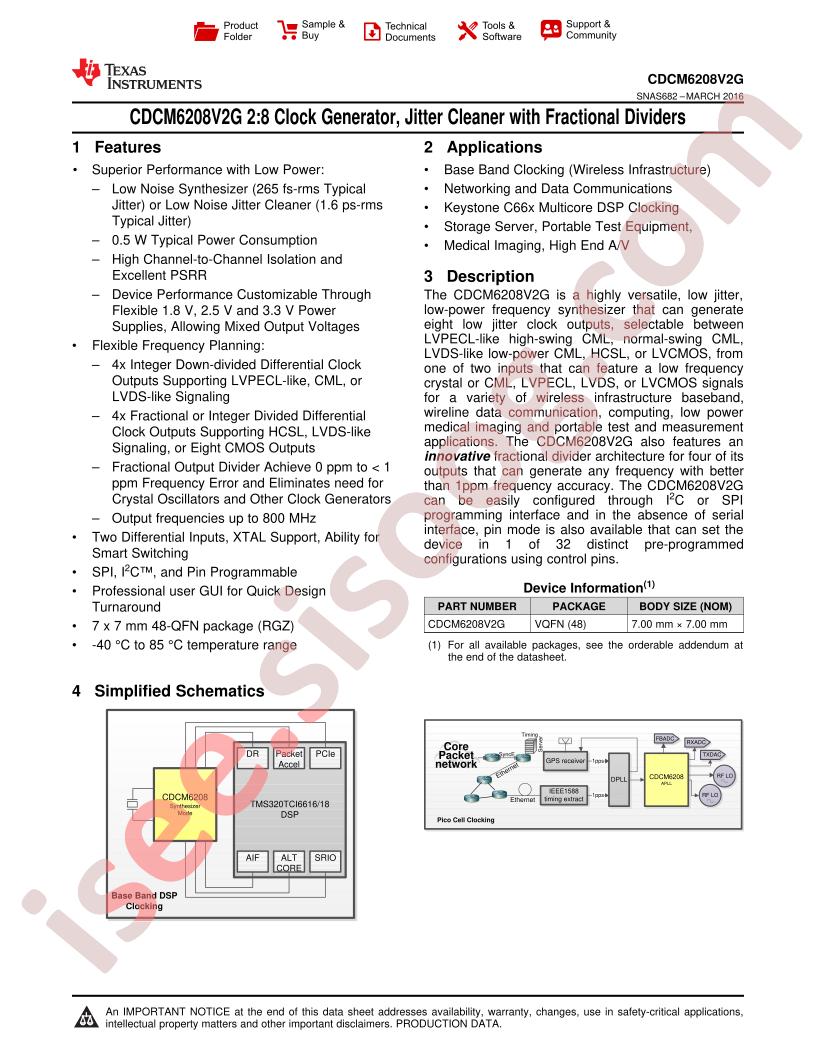 CDCM6208V2G Datasheet