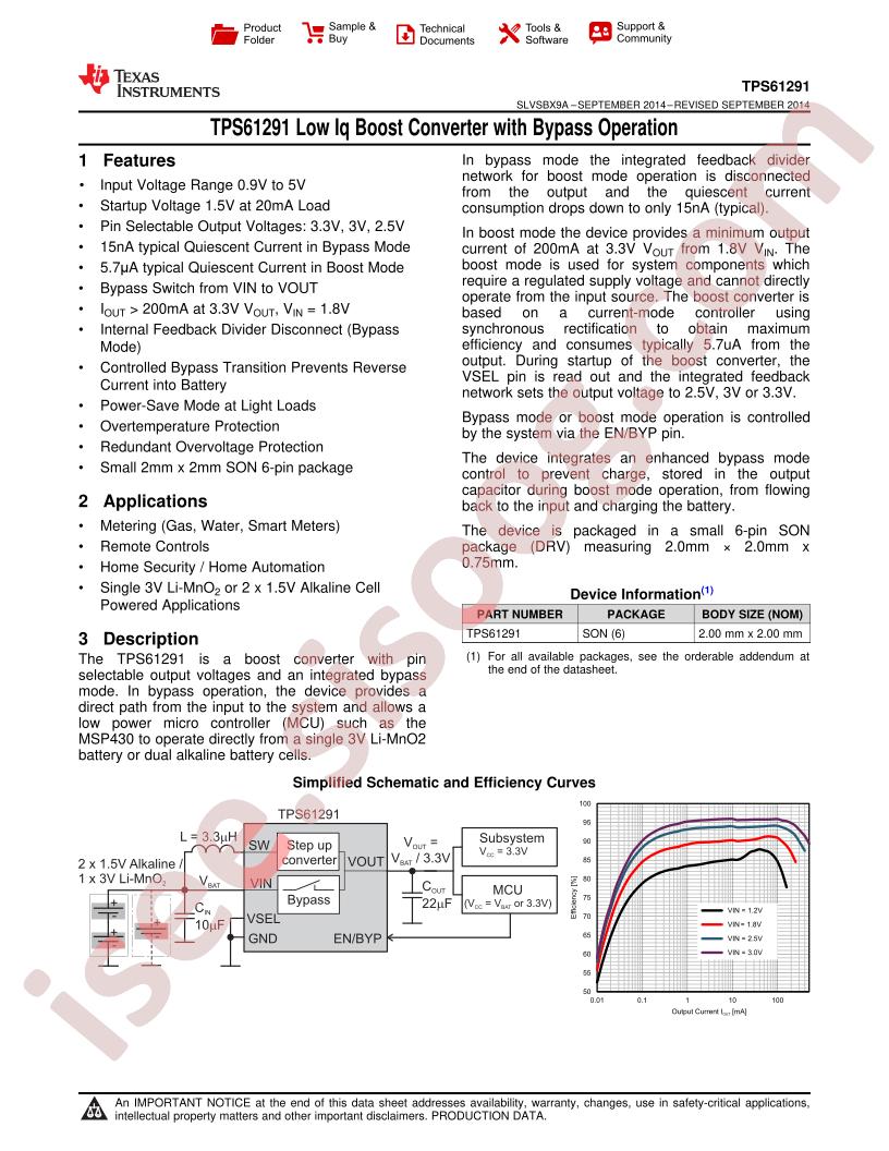 TPS61291 Datasheet
