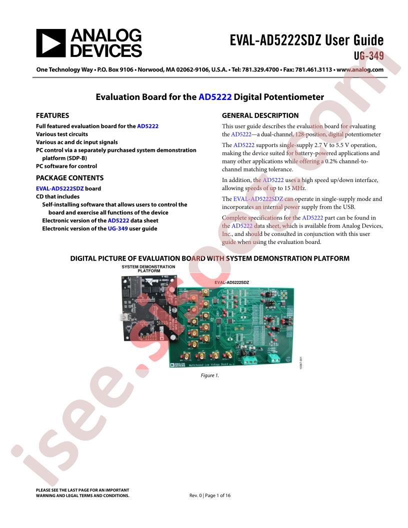 EVAL-AD5222SDZ