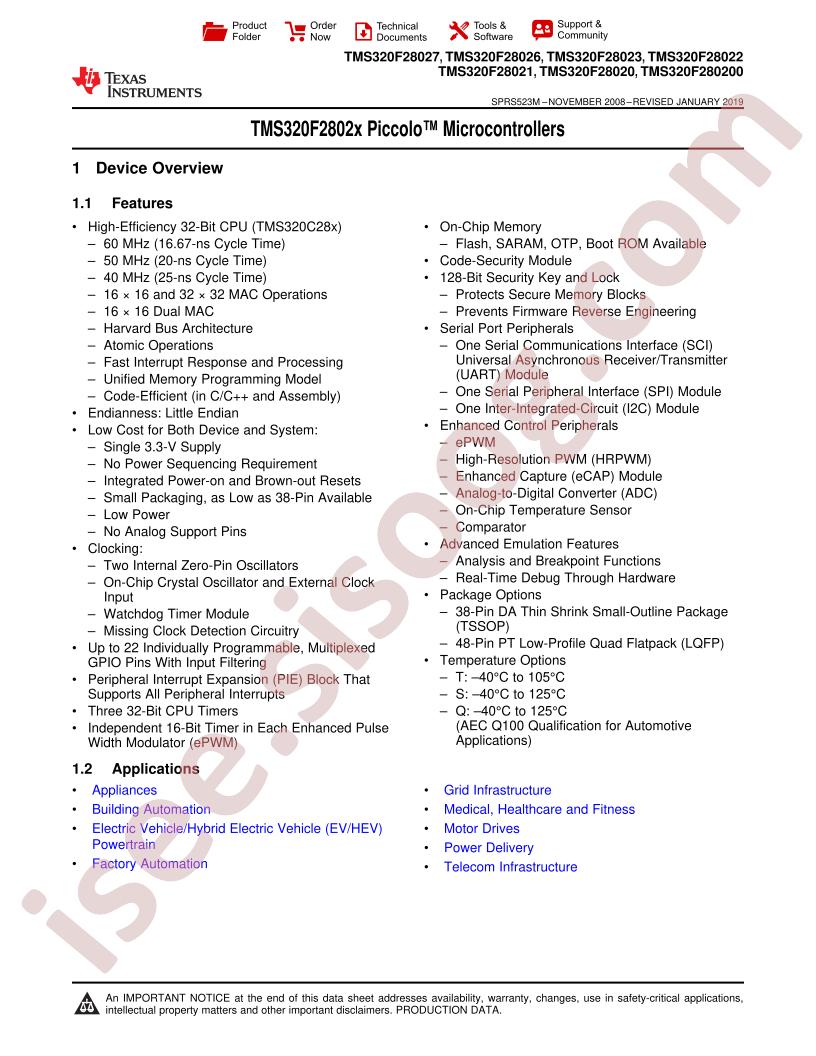 TMS320F2802x Datasheet