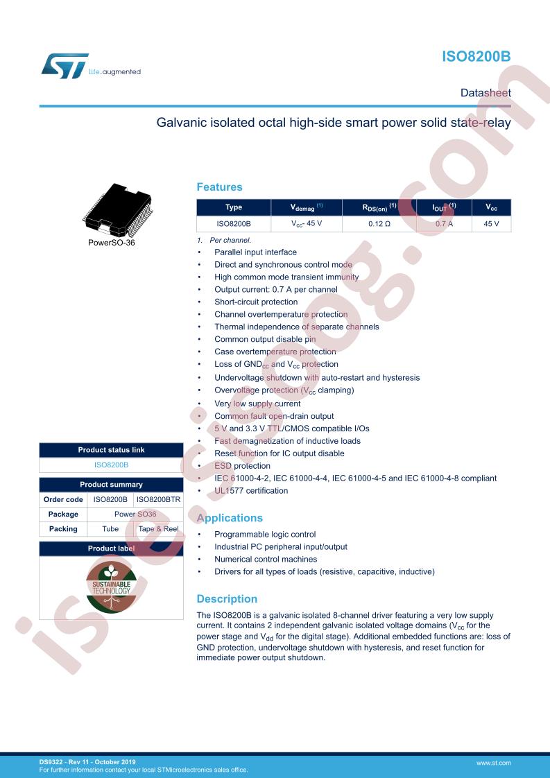 ISO8200B Datasheet