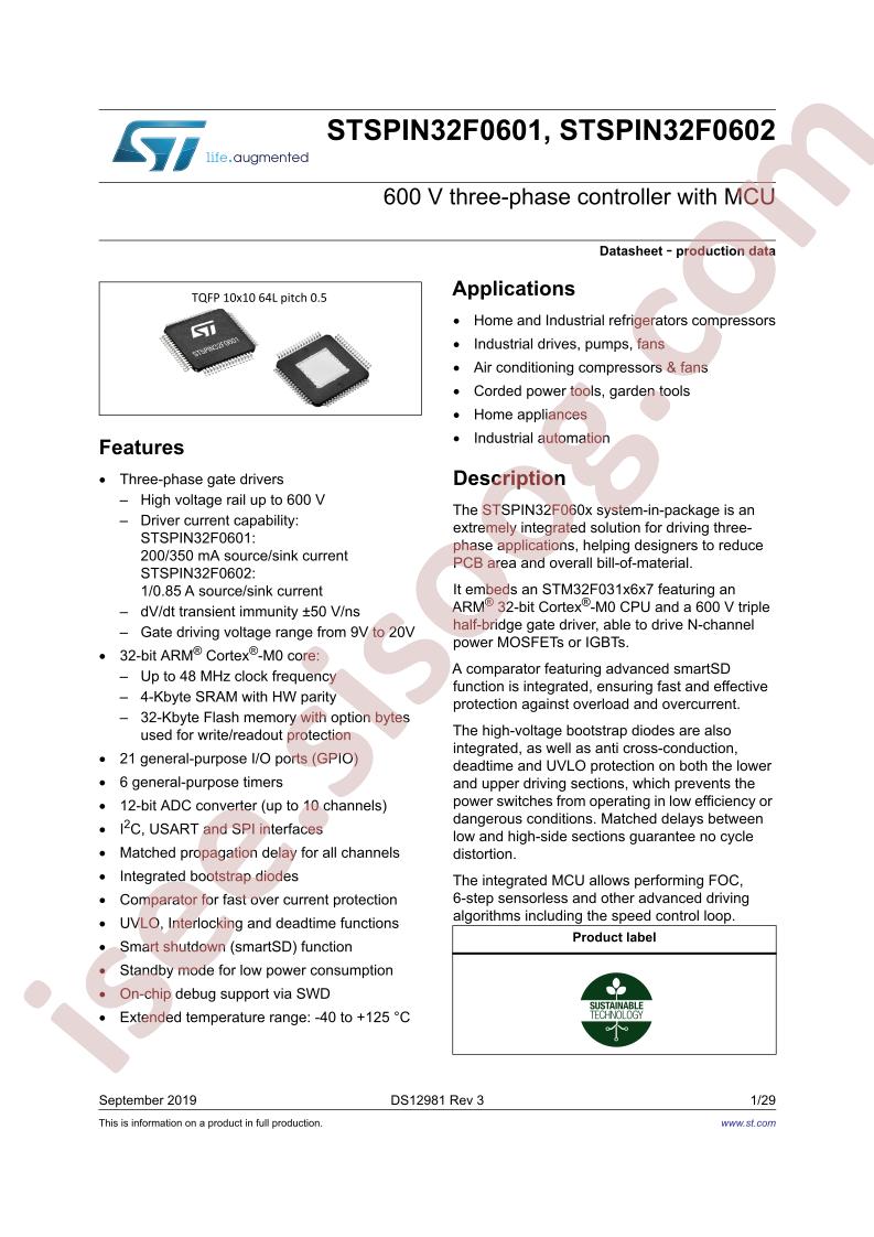 STSPIN32F0601, STSPIN32F0602