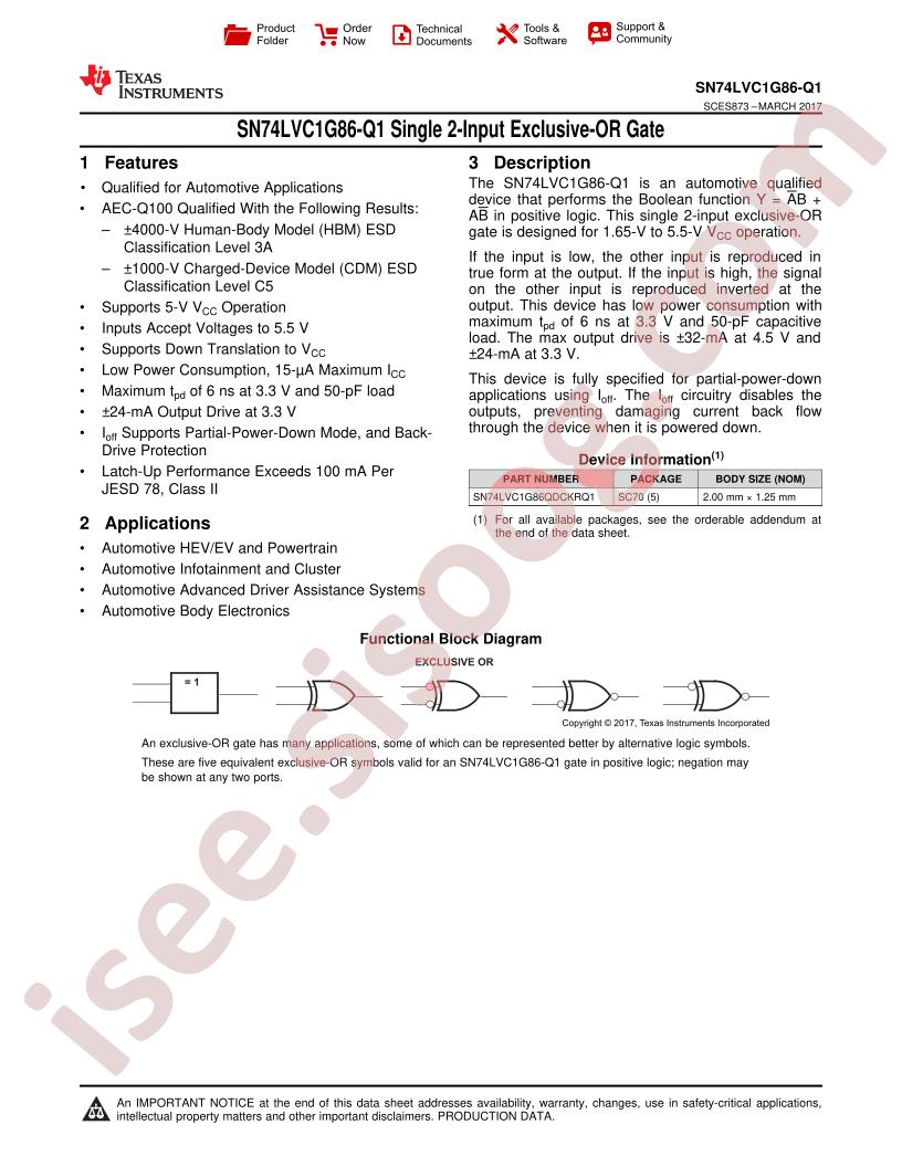 SN74LVC1G86-Q1 Datasheet
