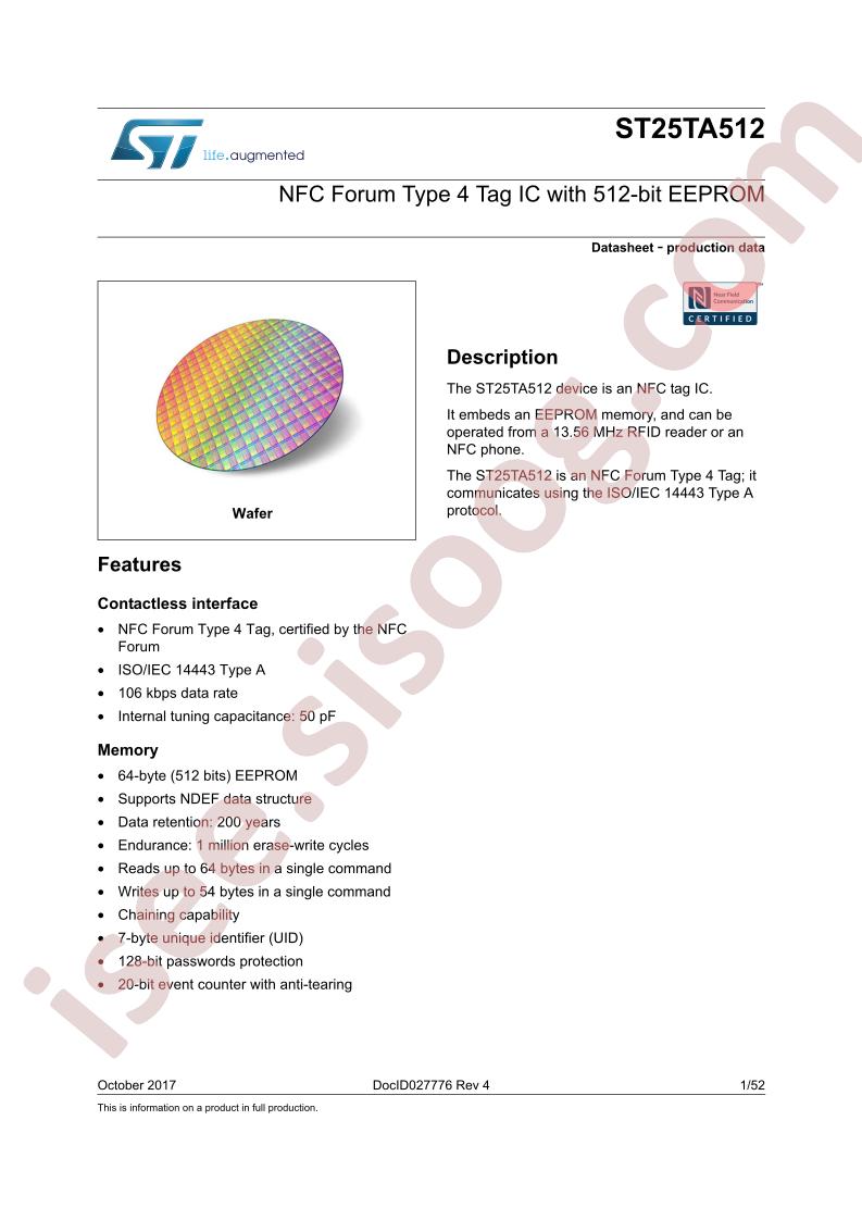 ST25TA512 Datasheet