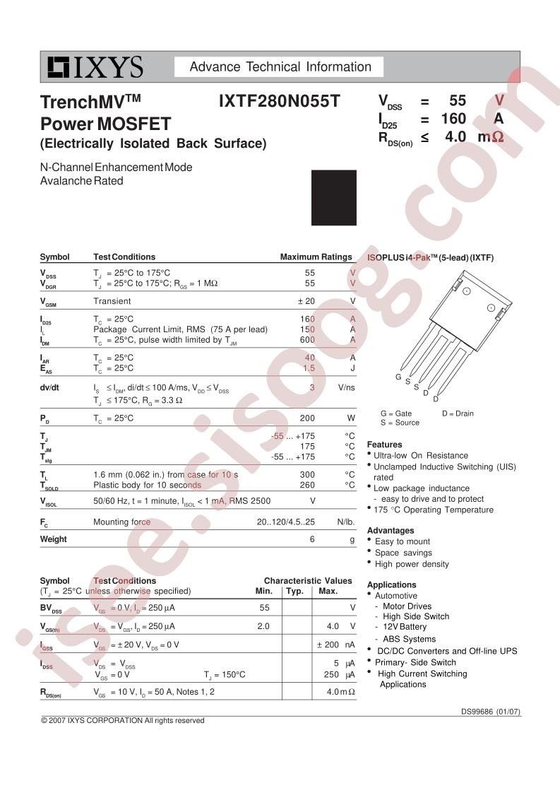 IXTF280N055T