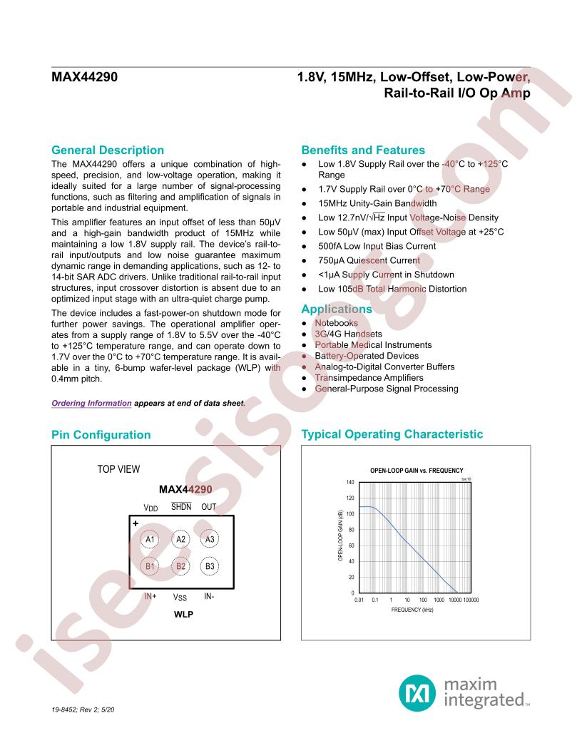 MAX44290 Datasheet