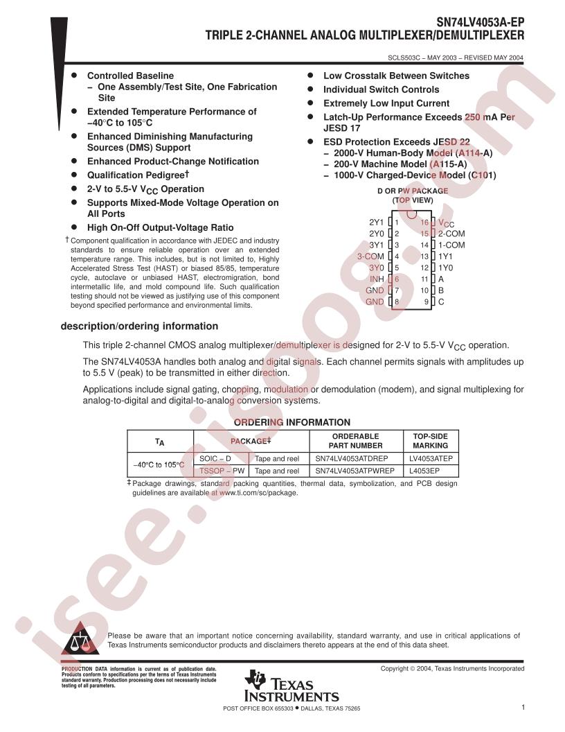 SN74LV4053A-EP