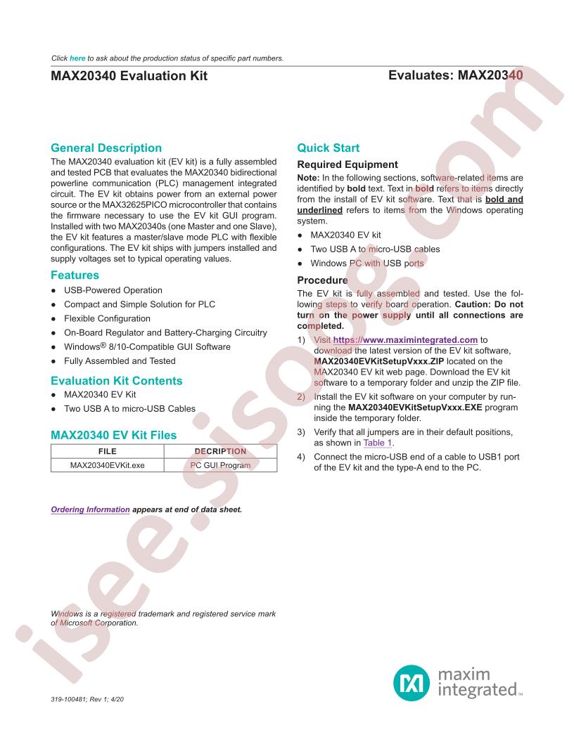 MAX20340 Evaluation Kit