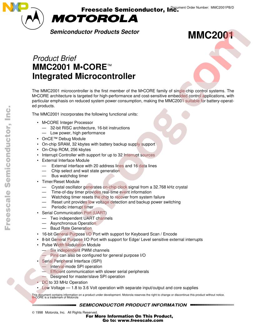 MMC2001 Prod Brief