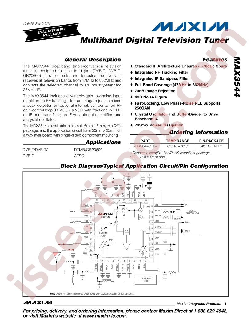 MAX3544 Datasheet
