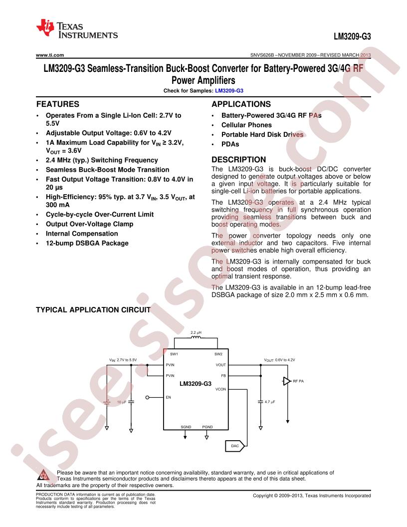 LM3209-G3 Datasheet