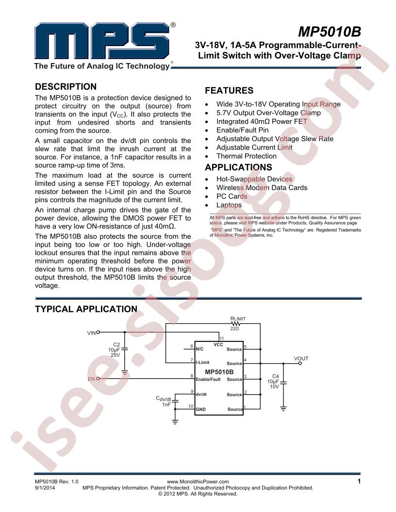 MP5010B Datasheet