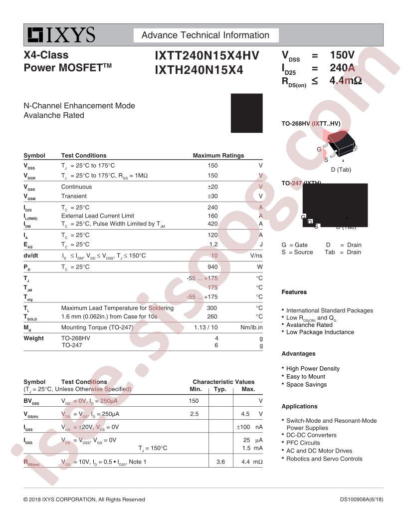 IXT(H,T)240N15X4(HV)