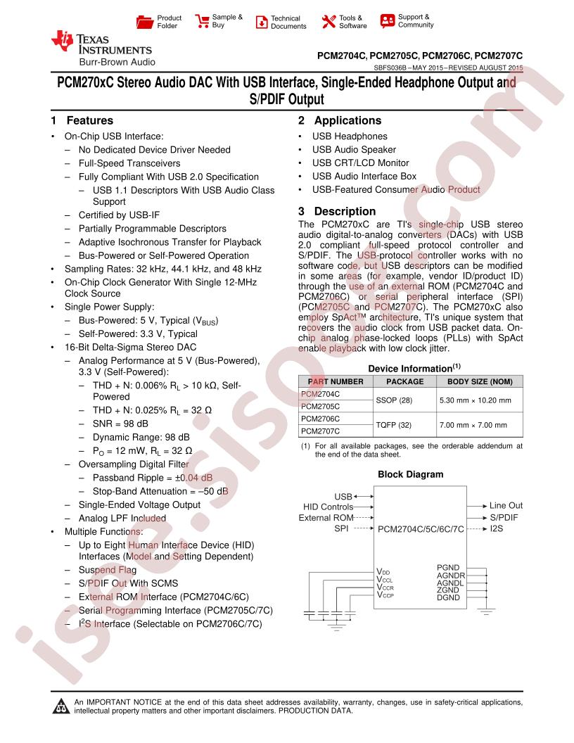 PCM270xC Datasheet