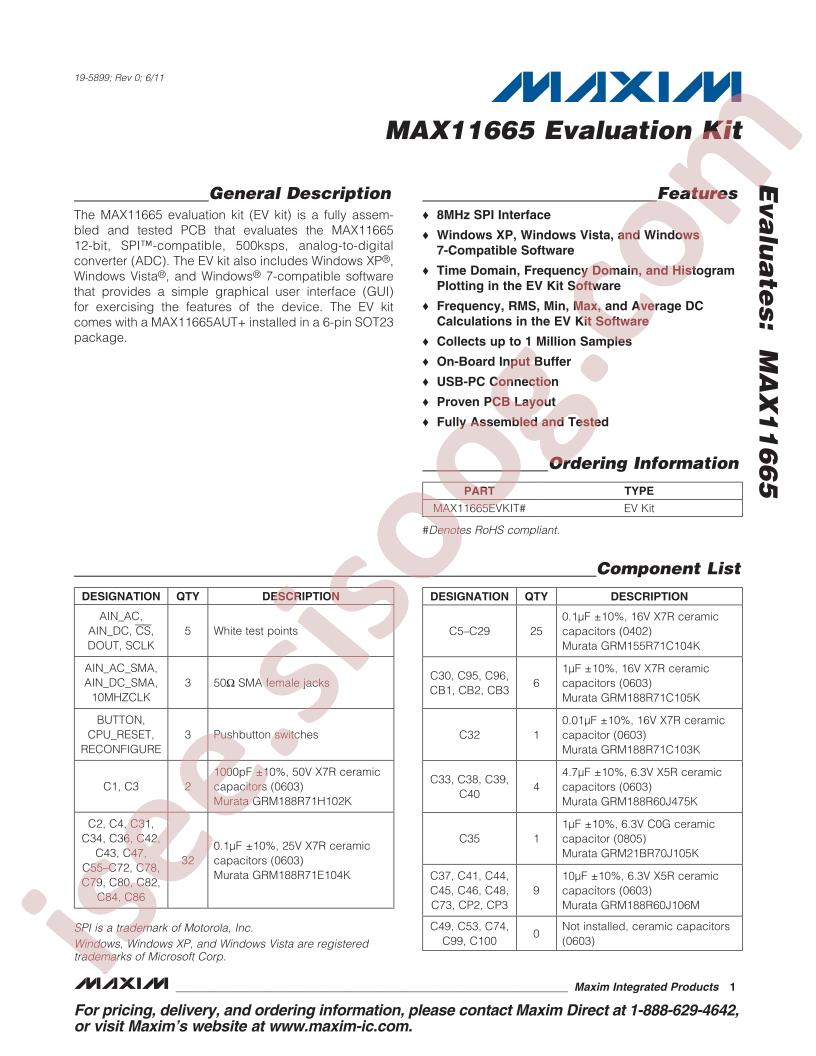 MAX11665 Eval Kit