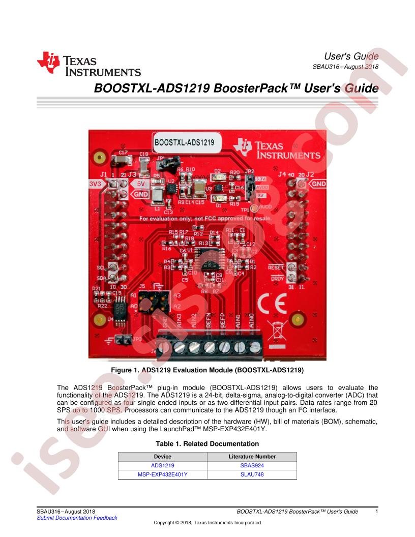 BOOSTXL-ADS1219 User Guide