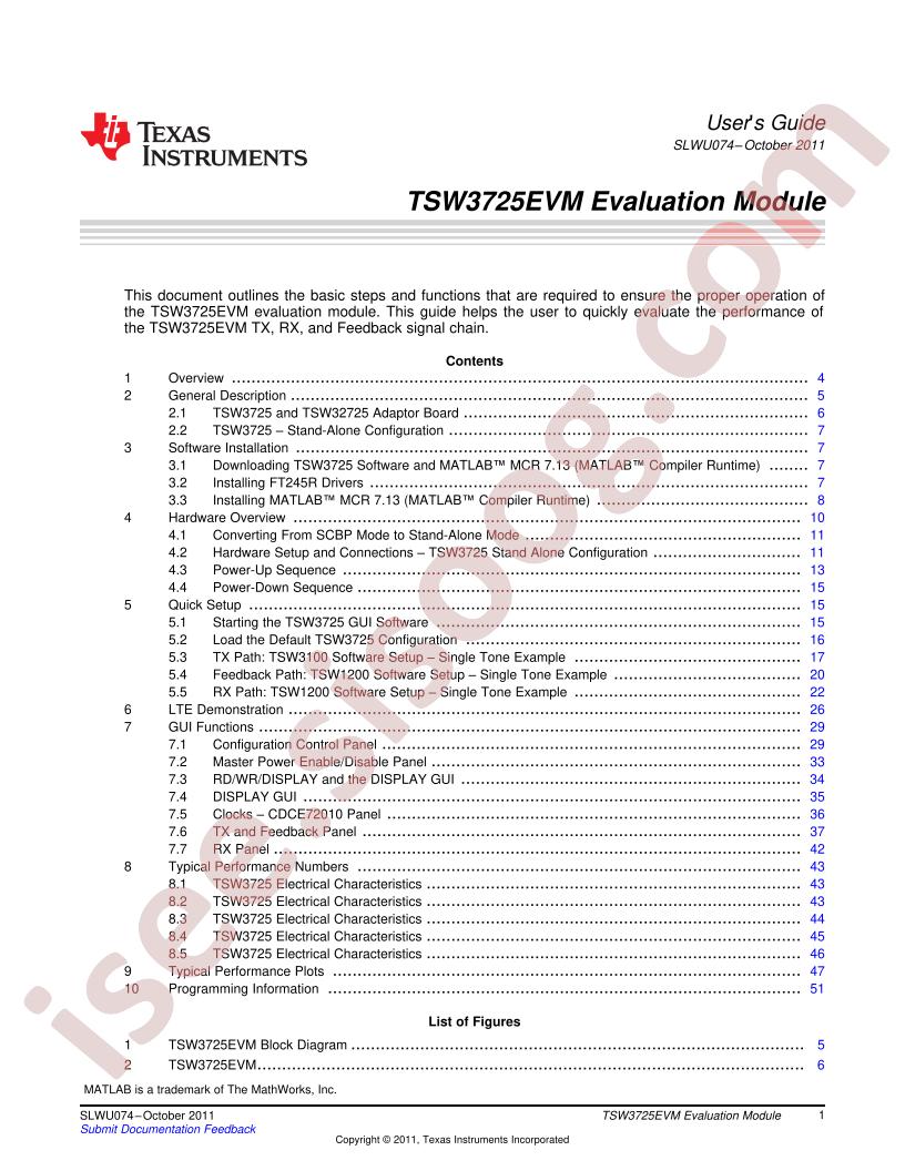 TSW3725EVM User Guide