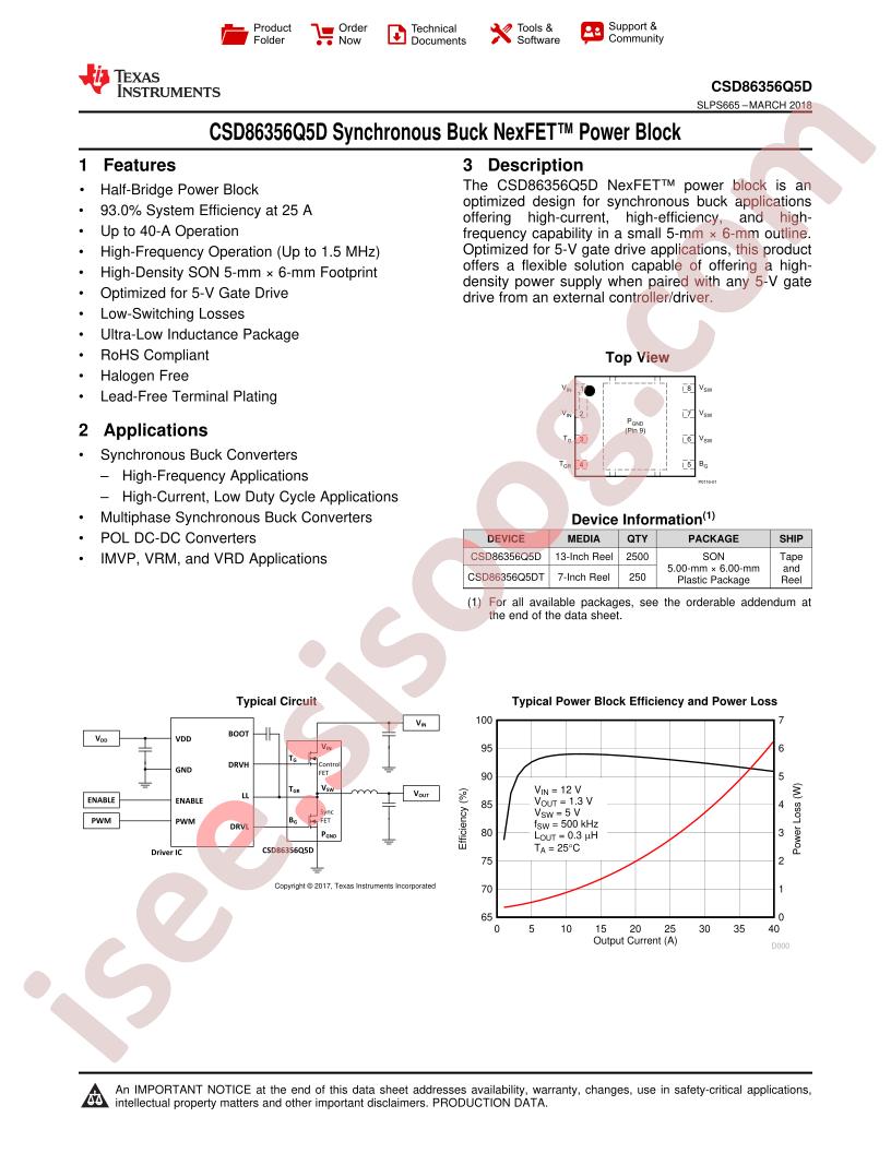 CSD86356Q5D Datasheet