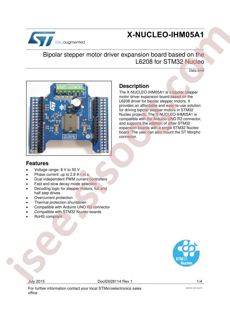 X-NUCLEO-IHM05A1 Data Brief