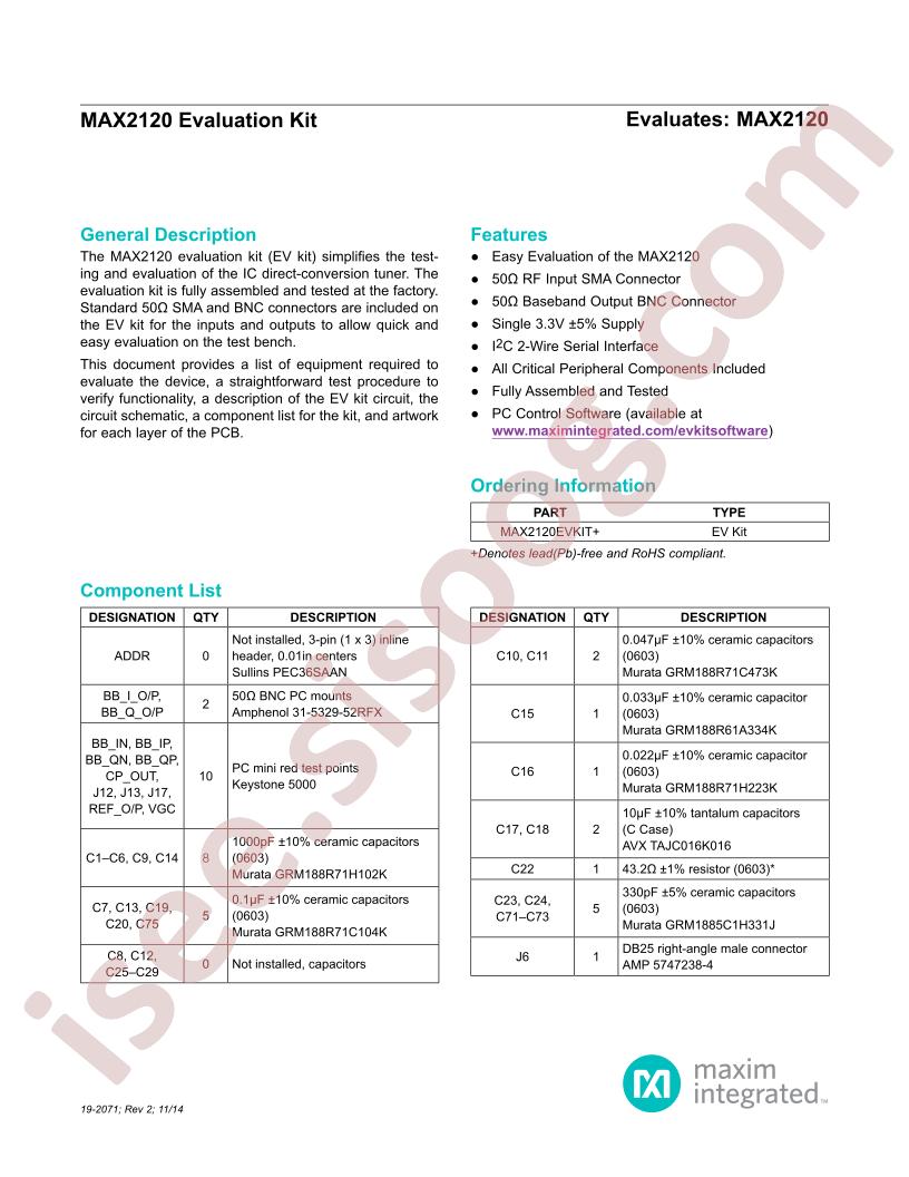 MAX2120 Eval Kit