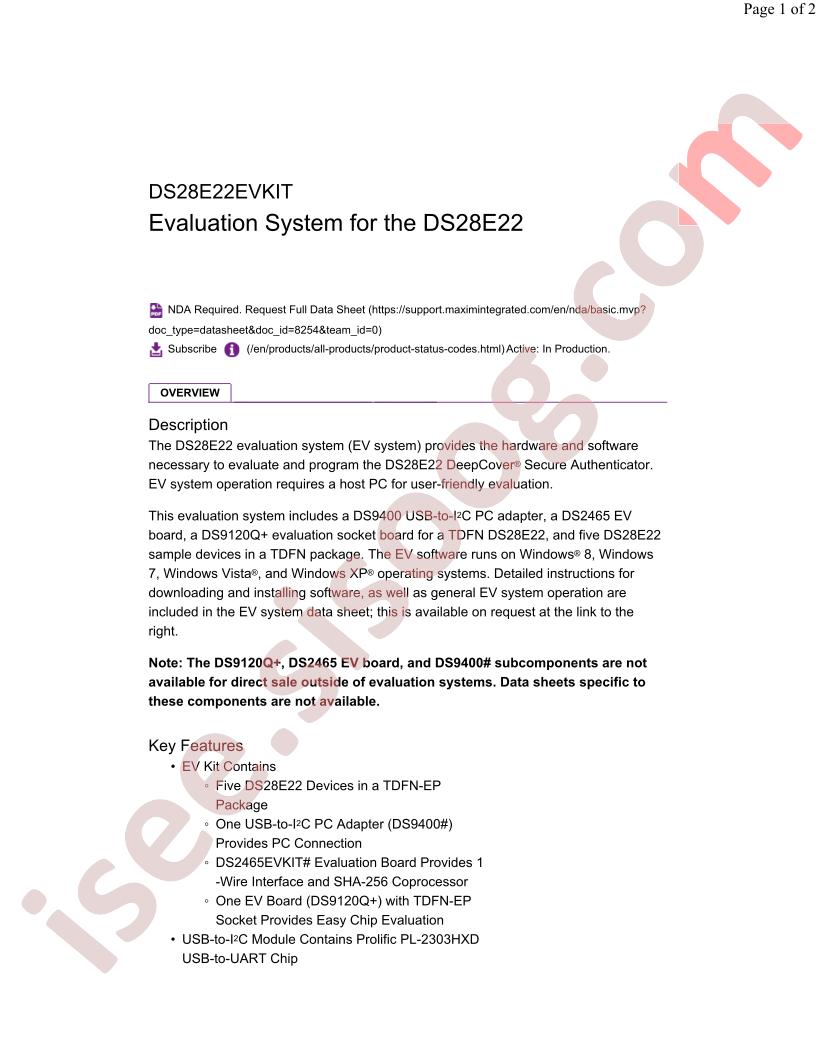 DS28E22EVKIT~Overview